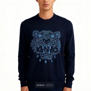 Kenzo Men's Tiger Crew Sweatshirt in Midnight Blue men’s sweater size S